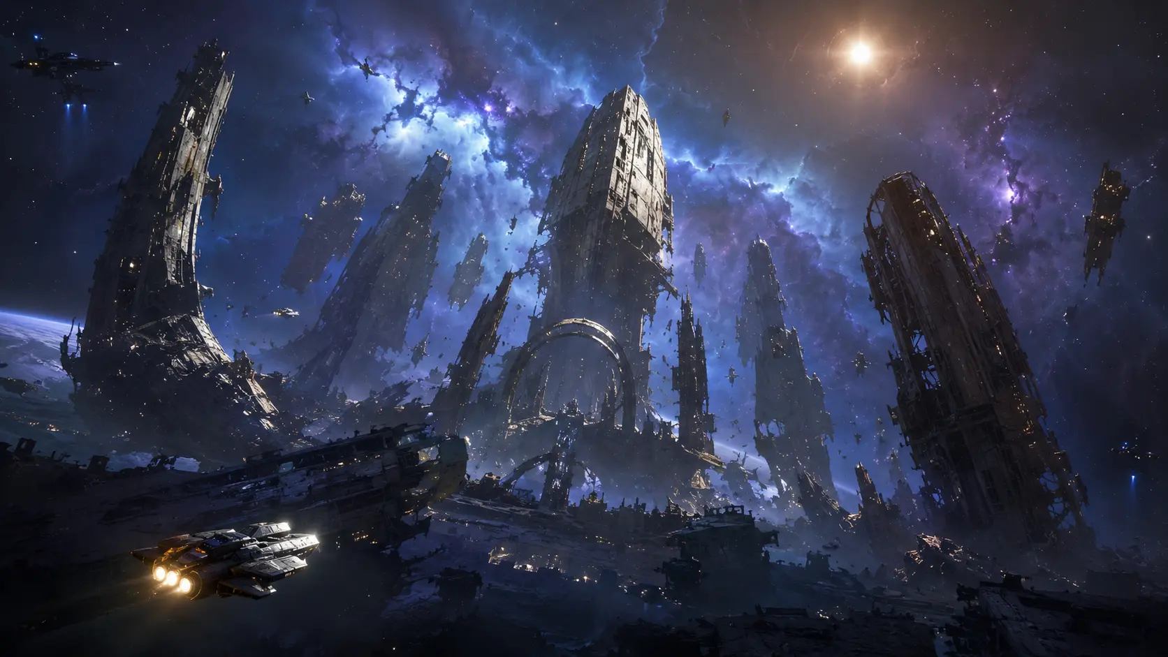 Monumento espacial Titanomachy formado por destroços de Titans no sistema B-R5RB
